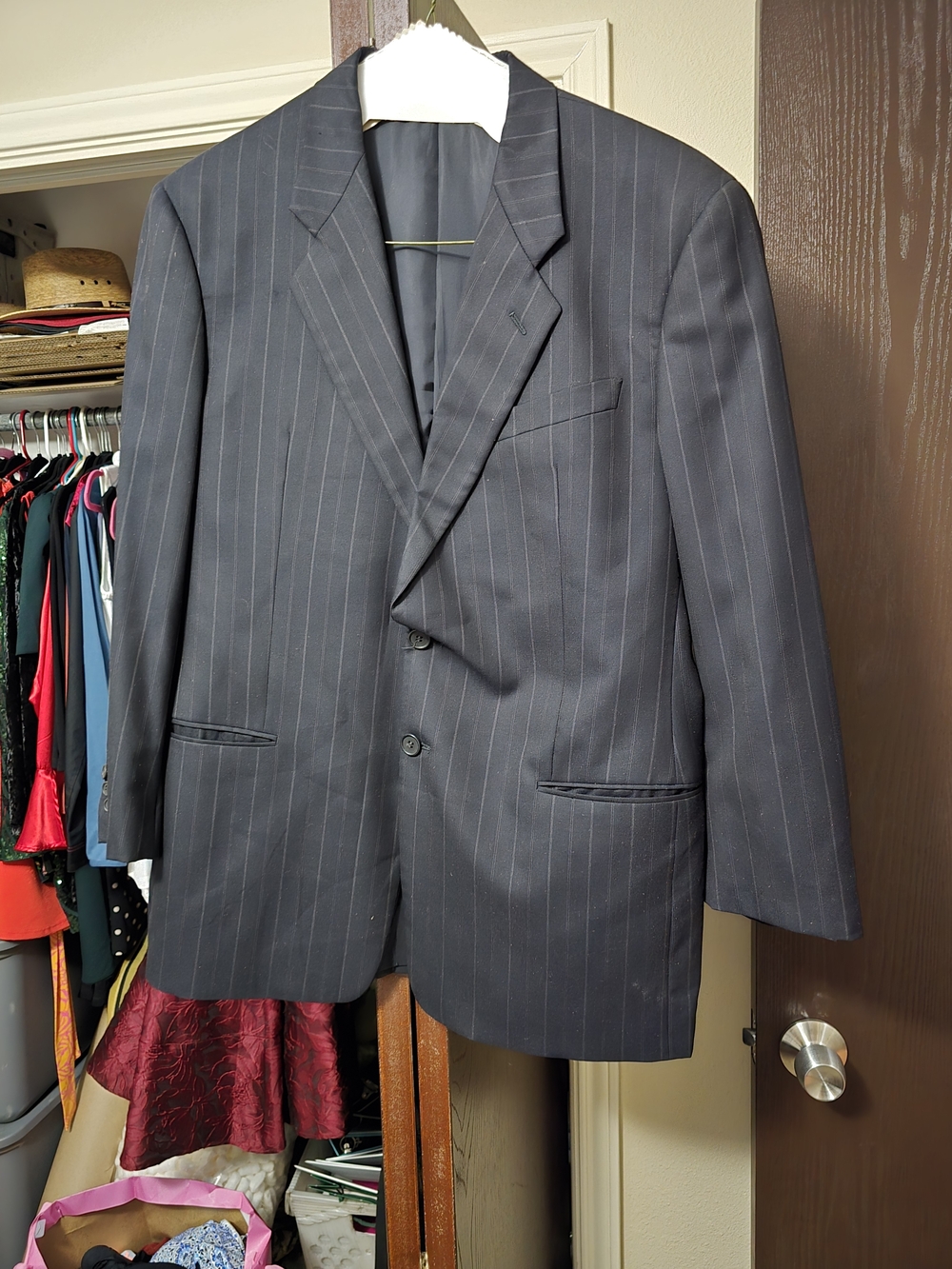 Armani Exchange Men's Navy Pinstripe Two-Button Blazer